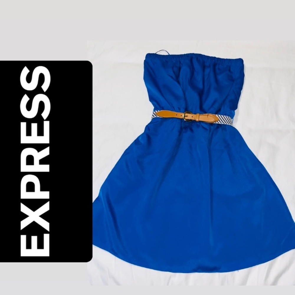 EXPRESS blue strapless dress XS